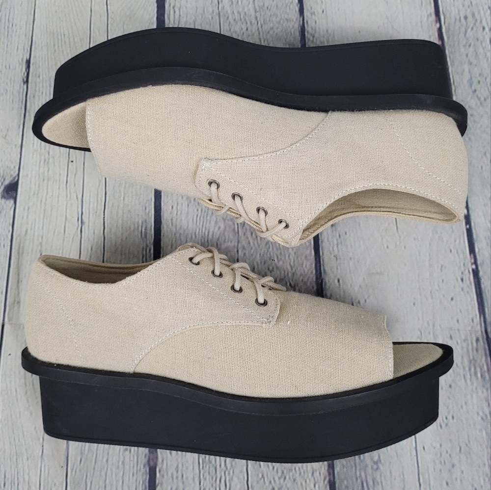 CHEAP MONDAY | lace-up peep toe platform low top shoes - Picture 2 of 9